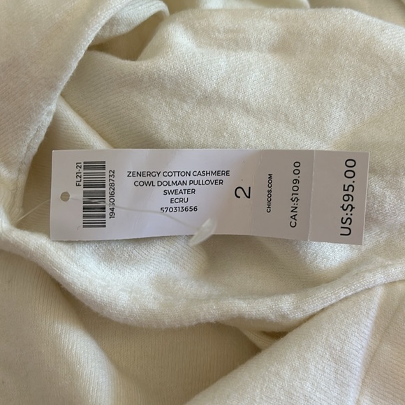 NWT Chico’s Zenergy Cotton Cashmere Pullover Sweater - Picture 10 of 11